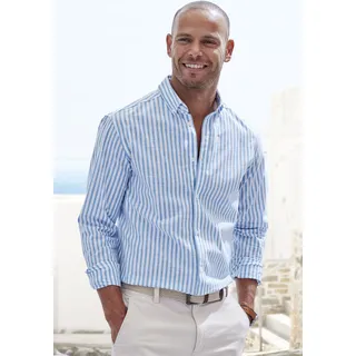 John Devin Langarmhemd »Regular Fit«, Streifenhemd mit Button-down-Kragen, aus reiner Baumwolle, Gr. M (39/40) N-Gr, blau-gestreift, , 41931309-M N-Gr