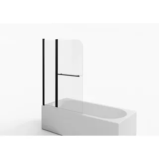 Aurlane Badewannenfaltwand Black Spirit 2 Schwarz 100 cm x 140 cm 2-teilig