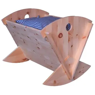 Gaderform Zirbenbett Babywiege II - 68x68x96cm	Herz, blau kariert