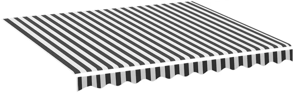 DELUKE® Markisenbespannung Markisenstoff Wasserabweisend Reißfest Anthrazit-Weiß, für 450x300cm Rahmen Markise mit Volant Markisen Ersatzstoff