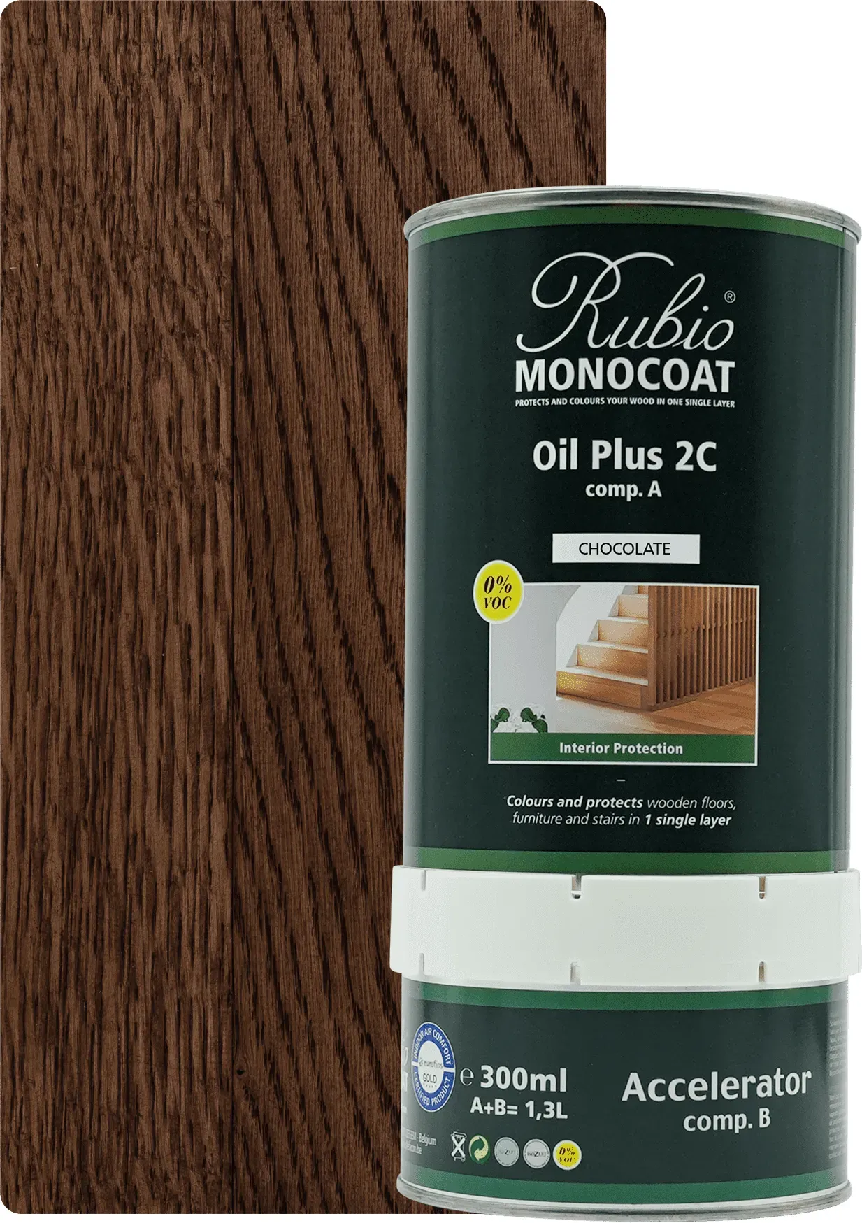Rubio Monocoat Set Oil Plus 2C Chocolate 1300ml (A+B) - 1300ml [52m2]