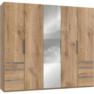 Level 250 x 216 x 58 cm Plankeneiche Nachbildung mit Spiegeltüren und Schubladen