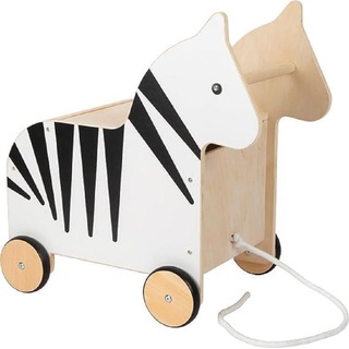 Small Foot Company Small foot 12425 - Spielzeugkiste mit Rollen Zebra Wildlife, Holz, Griffhöhe: 42cm
