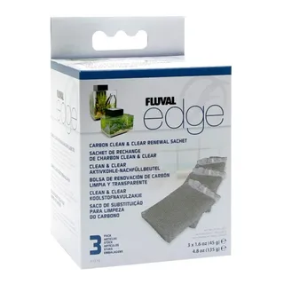 Fluval Clean and Clear Aktivkohle Filtereinsatz, geeignet für die Fluval Edge Aquarien, 3er Pack