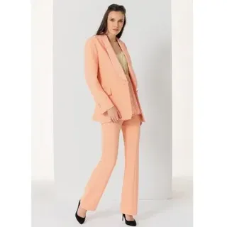 Victorio & Lucchino, V&L für Damen. 370018019 Smoking-Blazer mit orangefarbenem Satin-Revers (S), Lässig, Polyester, Langarm