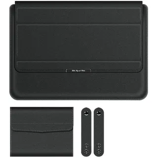 MQVQAUBST Laptop-Hülle, geeignet for Samsung Galaxy Book 6 Pro Ultra 2026, Folio-Halter, Ständer, Handgelenkauflage, Maus-Beutel, Kabel-Gürtel-Hülle(Black,For 15-16inch) - For 15-16inch