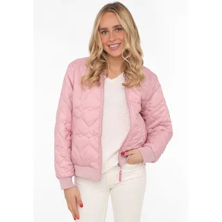 Zwillingsherz Bomberjacke ZWILLINGSHERZ "Be Happy", Damen, Gr. S, rosa, Steppware, Obermaterial: 100% Polyester, regular fit kurz, angesetztes Bündchen, Jacken Bomberjacke, modisch, Kontrastdetails, regular fit, langärmelig, mit Herzsticker