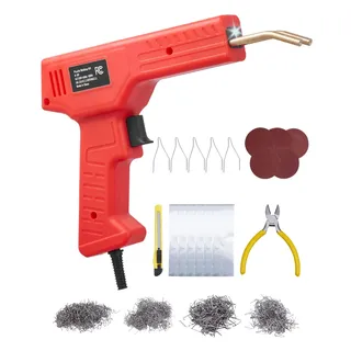 Vevor Kunststoff Schweißgerät, 100 W Kunststoff Reparatur Set mit 800 Heißklammern, Schweißpistole, Kunststoff-Autostoßstangen mit LED-Licht für Kajaks, Spielzeuge, Reparatur von Kunststoffrissen