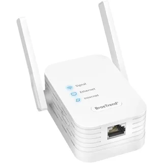 BrosTrend WLAN Bridge, WLAN to LAN Adapter mit LAN Anschluss 300Mbit/s 2,4GHz Band, RJ45 Ethernet in WiFi Umwandeln, Universal WLAN LAN Adapter für Drucker, TV, PC, Xbox, IP Kamera, Spielkonsole