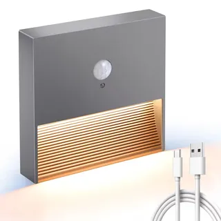 Batterie Nachtlicht Bewegungssensor Licht Innenbewegungssensor Wiederaufladbare Nachtlicht Bewegungssensor Stick auf Lichtern, Einstellbare Helligkeit für Wand,Treppe,Schrank,Flur (1Pack)