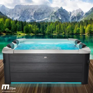 MSPA Whirlpool MSpa Oslo mit Fester Außenwand | LED-Beleuchtung mit 20 einstellbaren Farben für 6 Personen | 160x160x65cm | 120 Massagedüsen | Ganzjähriger Einsatz Winterfest | In & Outdoor Pool