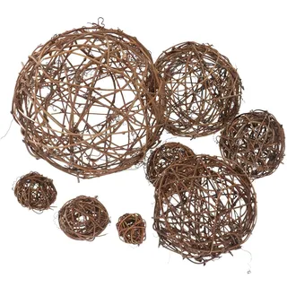 Happyyami 8 Stücke Rattankugeln Rattan Kugeln Basteln Vase Füller Stroh Wicker Rattan Ball Streudeko Dekokugeln Geburtstag Party Dekoration Kaninchen Papagei Kauspielzeug 5/6/ 8/10/ 12/15/ 20 cm