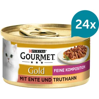 Purina 24x 85g Gold Feine Komposition: Ente & Truthahn Gourmet Nassfutter für Katzen