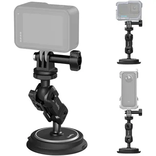 SMALLRIG Magnetic Suction Cup Mount 2-in-1 magnetische Saugnapfhalterung für Gopro, Autokamera-Halterung außen für Action Kameras, mit Kugelkopf Zauberarm, NUR für Eisenoberflächen geeignet - 4466