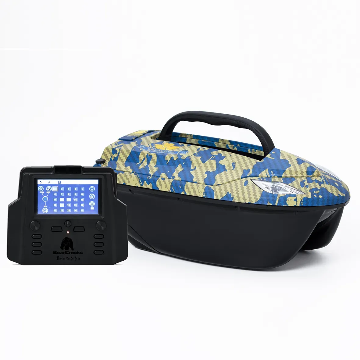 BearCreeks iPilot20 GPS-Futterboot – kompaktes Köderboot mit 2 kg Kapazität - Camouflage - Kein Fischfinder