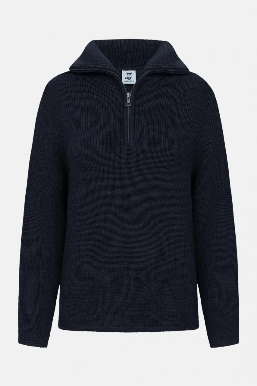 Damen Troyer Hanseheld Schurwolle Marine-Blau
