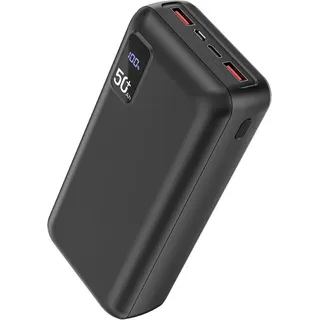 Pdgrid 50000mAh große kapazität Power Bank 22,5W Schnellladen Powerbank 22.5 w powerbanks mit LED Display 50000 mAh, 4 Anschlüsse;Tragbares Ladegerät schwarz