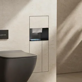 Toilettenpapierhalter Unterputz Duschnische aus Edelstahl mit Befliesbarer Tür, Toilettenpapierspender, Toilettenbürste, Mülleimer und Ablage, Badezimmerorganisation in der Wand