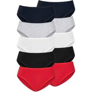 PETITE FLEUR Jazz-Pants Slips, (10er-Pack), aus elastischer Baumwolle PETITE FLEUR rot, schwarz, weiß, grau-meliert, navy