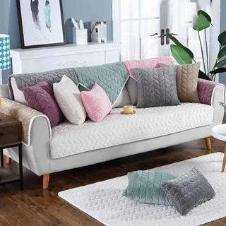 MTHGH sofabezug ecksofa I Form sofaschoner rutschfest Hund Katze sofaüberwurf Decke ecksofa wasserdicht sofahusse gelten3/2/4/1sitzer,beige-90x240cm