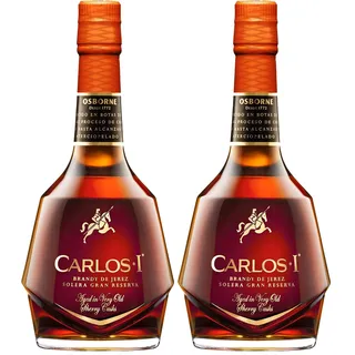 CARLOS I Brandy aus Jerez Solera Gran Reserva | Hergestellt aus Trauben nach dem Criadera- und Solera-Verfahren und gereift in alten Jerez-Fässern. Alkoholgehalt: 40%. Flasche: 70 cl. (Packung mit 2)