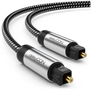deleyCON 1,5m Toslink Kabel Optisches Digital Audio Kabel mit Metallstecker & Nylon Mantel - SPDIF Lichtwellenleiter Kabel