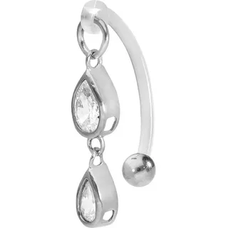 PIERCINGLINE PMFK Bananabell mit Chirurgenstahl-Design ZWEI KRISTALLTROPFEN