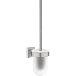 Grohe Start Cube Toilettenbürstengarnitur (Wandmontage, verdeckte Befestigung, Material: Glas/Metall), supersteel