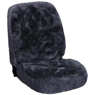 Woltu Universal Lammfellbezug Auto Sitzbezug Echtlammfell Vollbezug Vordersitzbezug, Feste Wolle, ca, 1,8 cm Dicke, Dunkelgrau