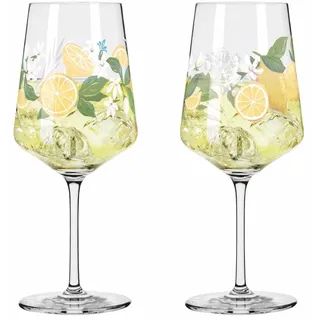 Ritzenhoff & Breker RITZENHOFF Sommertau Limoncello Hugo-Glas 2er-Set F25 je 544 ml - - Serie - 2 Stück für Aperitif, Zitronen-Motiv bunt- Made in Germany