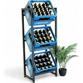 DanDiBo Ambiente DanDiBo Getränkekistenregal 3 Kisten Schmal Metall Stehend 96599 Kistenregal Getränkekistenhalter 47 cm Getränkeregal