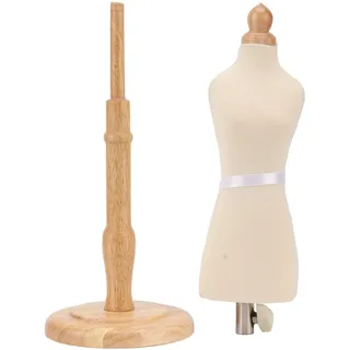 Weibliche Kleiderform aus Buchenholz, professionelle Schneiderpuppe mit Holzsockel zur Präsentation von Damenbekleidung, formschöne Kleiderpuppe für Näharbeiten und Kleiderausstellung