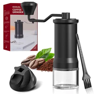Kaffeemühle Manuell, Coffee Grinder, Kaffeemühle Hand, Getreidemühle Manuell Keramikmahlwerk Klein mit Bürsten für Aeropress, Espresso, Pour Over, French Press und Mokkakännchen 25g Fassungsvermögen