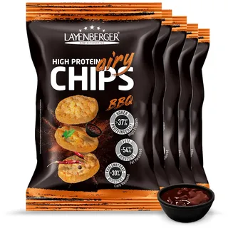 Layenberger High Protein Airy Chips, viel Eiweiß, nicht frittiert, fettreduziert, (5x 75 g) - BBQ