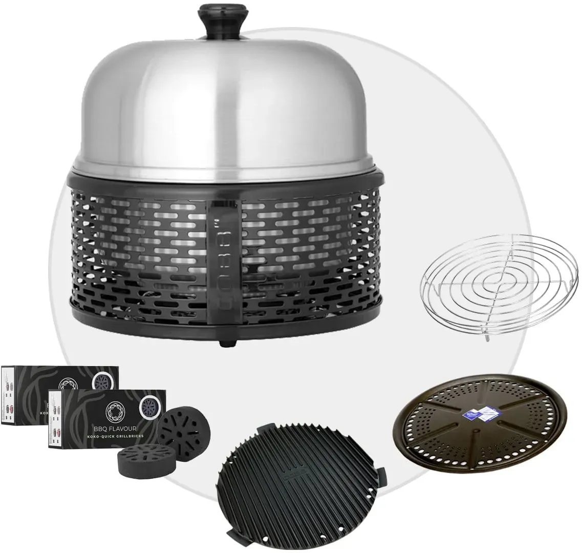 COBB PRO BLACK Holzkohle Grill inkl. Grillplatte ~ 5-teilig inkl. BBQ Flavour Qu...