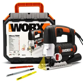 WORX WX479 Pendelhub-Stichsäge WX479, 750W – Handsäge mit 4-fach Pendelhub für präzises & kontrolliertes Sägen von Holz, Metall & PVC – 1 Stück,Schwarz