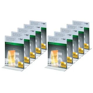Sigel TA222 Tischaufsteller A5 gerade, 10 Stück, hochwertiges glasklares Acryl,