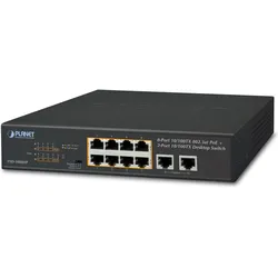Planet 8-Port 10/100TX 802.3at PoE (10 Ports), Netzwerk Switch, Schwarz