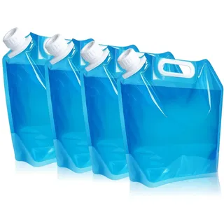 4 Stück Faltbarer Wasserkanister, Wasserkanister 10L, Tragbare Wasseraufbewahrungsbeutel, Auslaufsicherer, Gefrierfähiger Camping-Trägertank für Den Außenbereich für Sport, Camping, Wandern