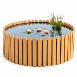 Beckmann Hochteich Lärche Ø 100 x 44 cm 320 L – Holz Terrassenteich, Teichbecken & Fertigteich für den Garten – Winterfestes & langlebiges Komplettset inkl. Teichfolie