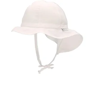 Sterntaler Sonnenhut - Unisex Sommerhut - UV-Schutz 50+ Mütze mit breiter Krempe und Größenregulierung - Nackenschutz - Bindebänder - Baby und Kinder Kopfbedeckung aus Popeline (Bio) - weiß, Größe 47