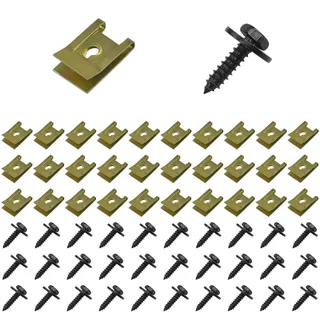 30 Sets Karosserie-Kotflügelschrauben, Metallschrauben, Schrauben und U-Klemme für Motorspritzschutz, Kotflügel