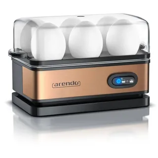 Arendo Eierkocher 6-fach, 400 W, Edelstahl, Warmhaltefunktion, Härtegrad einstellbar, für 6 Eier, Kupfer