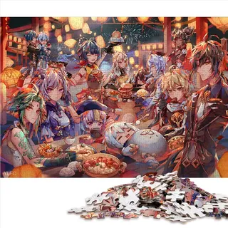 CARGIS Puzzles 1000 Teile Puzzle für Erwachsene und Kinder Genshin Impact Anime Holzpuzzle 50 x 75 cm