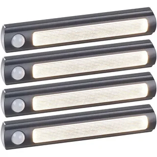 Luminea Schranklampe Batterie: Batterie-LED-Schrankleuchte, PIR- & Lichtsensor, 0,6 W, 25 Lm, 3000 K
