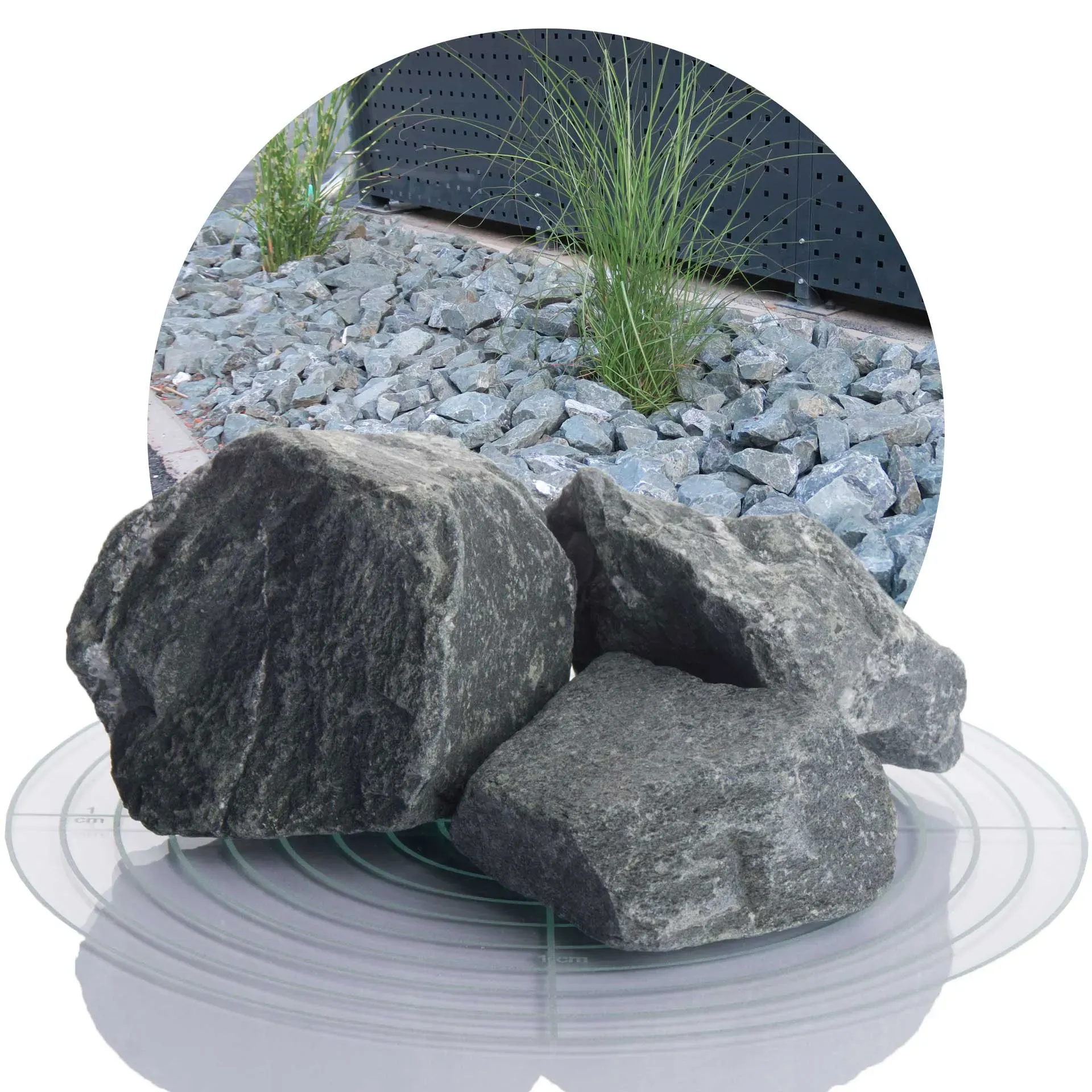 Diabas Ziersplitt grau 60-120 mm - 25 kg Sack