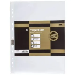 IDENA Prospekthüllen DIN A4, 10 Stück, aus PP-Folie, Folienstärke 0,12 mm, extra stark, dokumentenecht, Euro-Lochung, transparent, glasklar