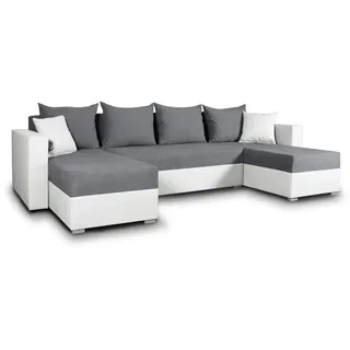 Sofnet Wohnlandschaft mit Schlaffunktion Beno - U-Form Couch Ecksofa Couchgarnitur Big Sofa - 2 Jahre Gewährleistung - mind. 14 Tage Rückgaberecht - Grau