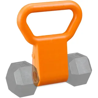 Relaxdays Relaxday Hantelgriff Adapter, Hantelgriff für Kurzhanteln, Hantelhalterung, Kunststoff, HxBxT: 28 x 23 x 7 cm, orange