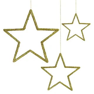 Oblique-Unique Deckenhänger Girlande 3D Sterne Weihnachten Deko Weihnachtsdeko - Gold